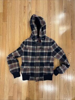 TNA Plaid Hooded Wool Jacket | medium
